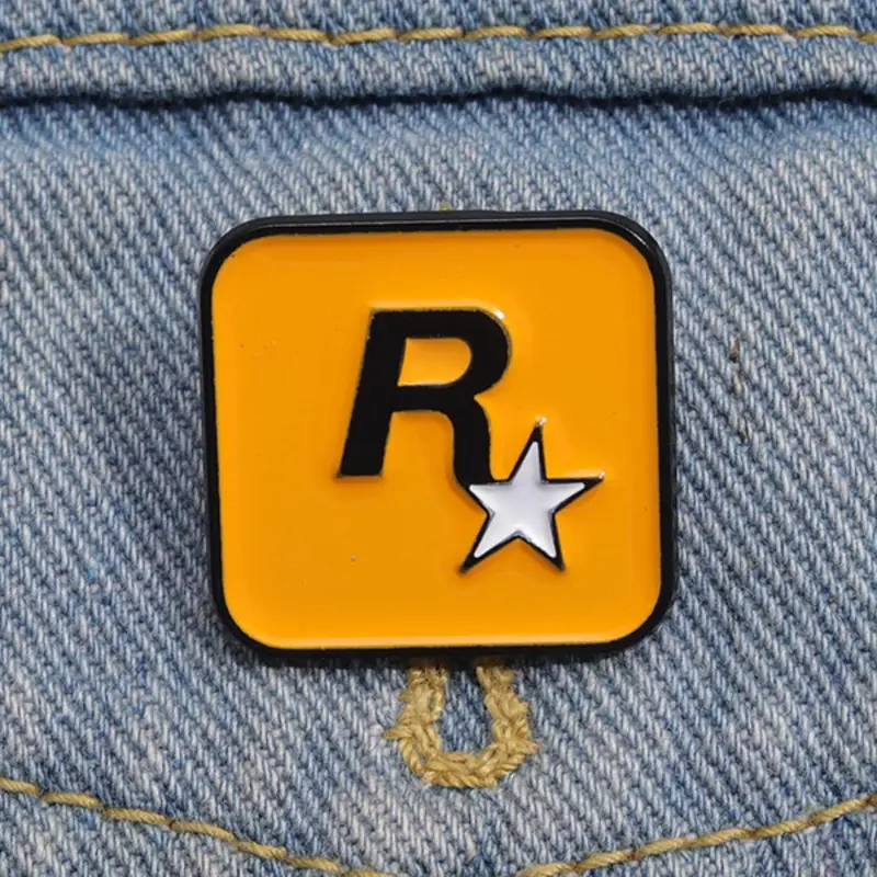 R Star Game Enamel Brooch Creative Logo Pin, Brooch Pins, Alloy Lapel Badge for Backpacks and Jewelry Accessories, Casual Unisex Gift, Men Accessories, Emblem Badge Decoration