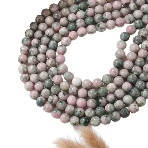 Natural Rose Jade Gemstone Smooth Round Loose Beads 15.5 Inches Long AAA Quality for DIY Jewelry Making Bracelet Necklace Earrings Semi Precious Stone Spacer Beads 4mm-10mm Sizes