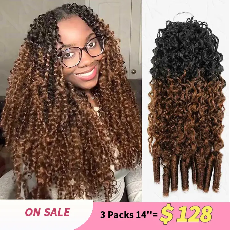 QVR #T1B/30 Chic Asian-Influence Natural Feather Crochet Human Hair Set - Burmese Curly Machine-Made Weft, Length Boost Volumizing Extension Hairpiece, Tape-In Hair Extensions
