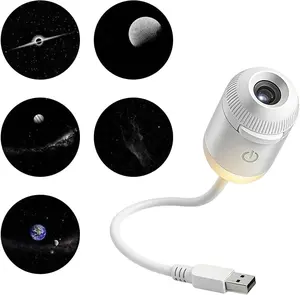 2-in-1 Galaxy Projector Night Light, USB Starry Sky Night Light Projector with Adjustable Brightness, Mini LED Projection Lamp for Bedroom Ceiling Wall Room Decor (5 Projection Films)