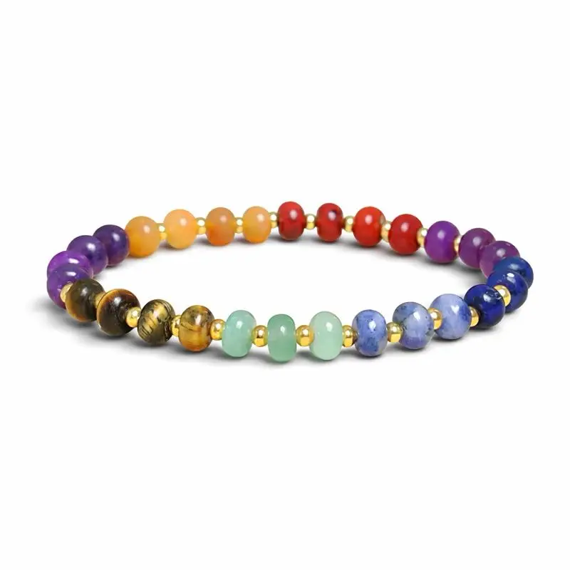 7 Chakra Gemstone Bead Bracelet for Men and Women, Multicolor Healing Jewelry for Energy Balance and Casual Wear, Wellness, Gemstone Beads, Lightweight, Any Outfit, Unisex, Bead Mix