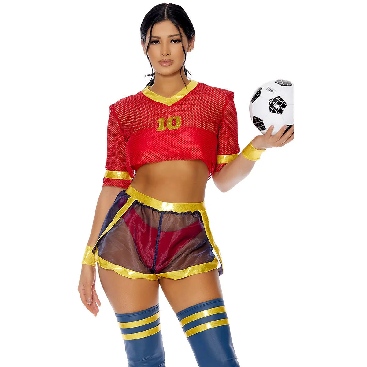 Forplay Women's Halloween Goals 7-Piece Women's Sexy Soccer Player Costume