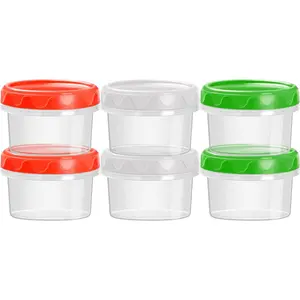 2 oz Plastic Containers with  Small Salad Dressing Container To Go Condiment Sauce Dipping Cups Jars Airtight,6-pack