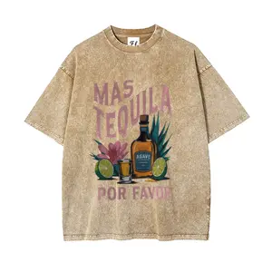 Mas Tequila Por Favor T-Shirt for Women - Funny Drinking Graphic Tee - Summer Party Cocktail Shirt - Vintage Wash Short Sleeve Top