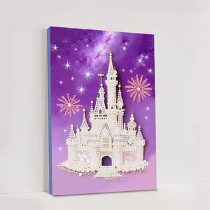 Romantic Cartoon Pearl Painting Kit, DIY Handmade Valentine Gift, Unframed Fantasy Castle Design, Perfect for Creative Projects, Diy Painting Supplies