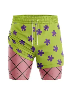 Anime Performance Shorts Summer Double Layer Beach Pants Fitness Training Pant Sports Swimming Shorts