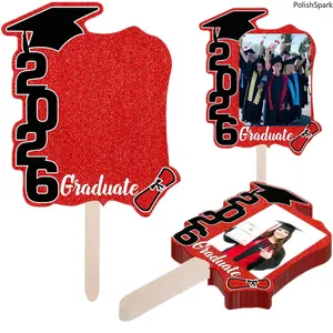 12-Pack Graduation Photo Booth Props, Class of 2026 Handheld Frames with Sticks