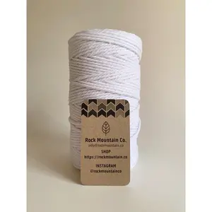 3mm 3 Ply Macrame Cord 3 Strand Twisted Cotton Craft Rope - White Fiber Art String