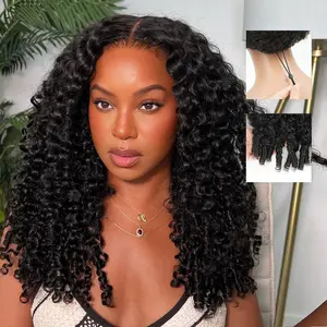 【26‘’ Burmese=$135】Tahikie Burmese Curly 7x6 HD Lace 200% Density Pre Plucked Glueless Natural Black/99J Burgundy Afro Kinky Curly / Deep Wave / Body Wave / Water Wave Human Hair Wigs Upgrade With Drawstring Cap One-Step Invisible Hairline For Women