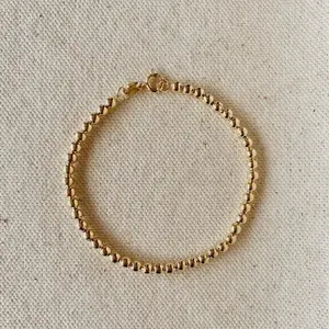 18k Gold Filled 3.5mm Beaded Bracelet for Women - Fashion Accessory elegant minimalist