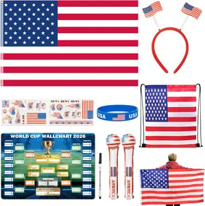2026 Soccer Fan Set, 10 Piece Country Supporter Kit with Flag, Thunder Sticks, Headband, Wristband and Schedule Poster