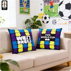 FIFA World Cup Plush Cushion Pillow, 15.7x15.7 Inch, Soccer Room Decor