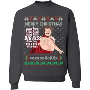 Nacho Libre Meme Ugly Christmas Sweatshirt, Big Kiss Little Hug Movie Shirt, Comedy Movie Xmas Shirt, Graphic Tee, Casual Style