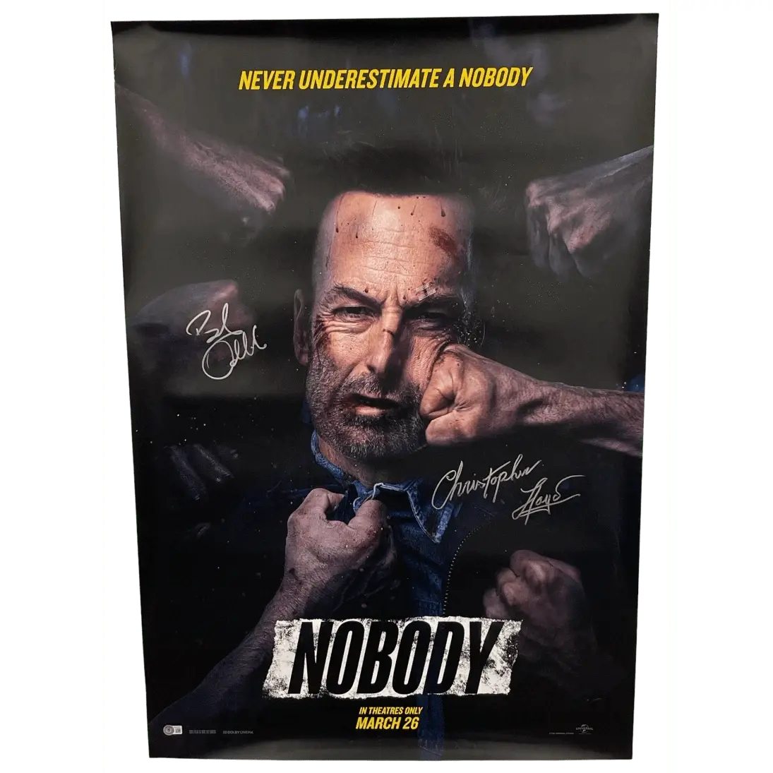 Bob Odenkirk & Christopher Lloyd Authentic Autographed Nobody Full Size Poster