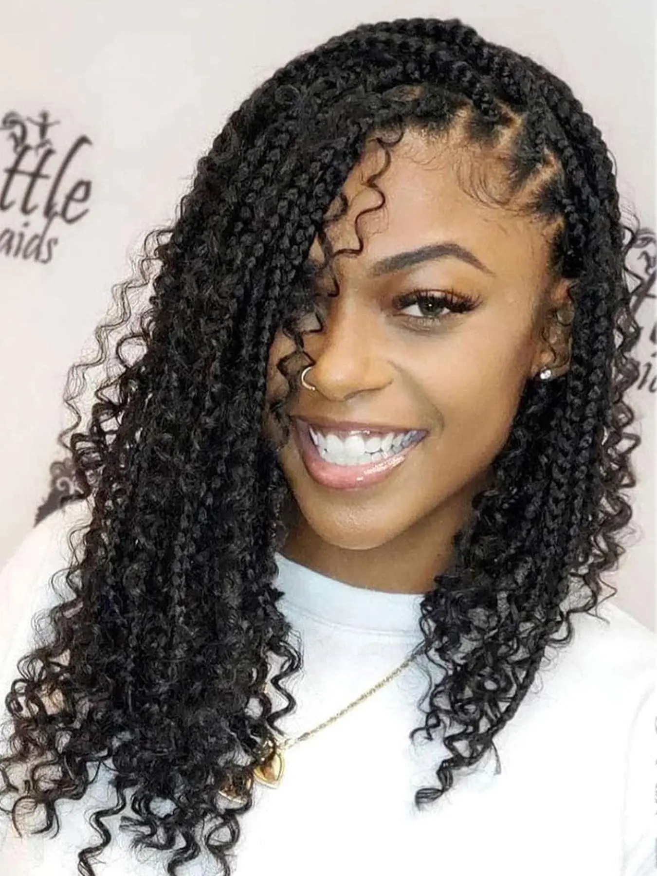 14 Inch Black Long Box Braids Crochet Hair, Bohomian Crochet Box Braids Curly Ends Pre Looped Box Braids Crochet Hair for Women Synthetic Braids, Bohemian, Box Braids Wigs, Bohemian Braided Wig, Braided Hair Texture