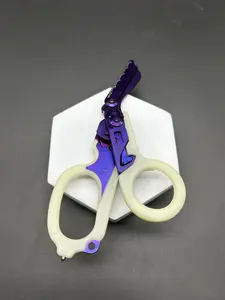 6-in-1 Outdoor Tactical Scissor (PURPLE) - Glow handles Folding 420HC Steel with Ruler & Glass Breaker | Perfect for Camping, Hiking, Car Emergency Kit