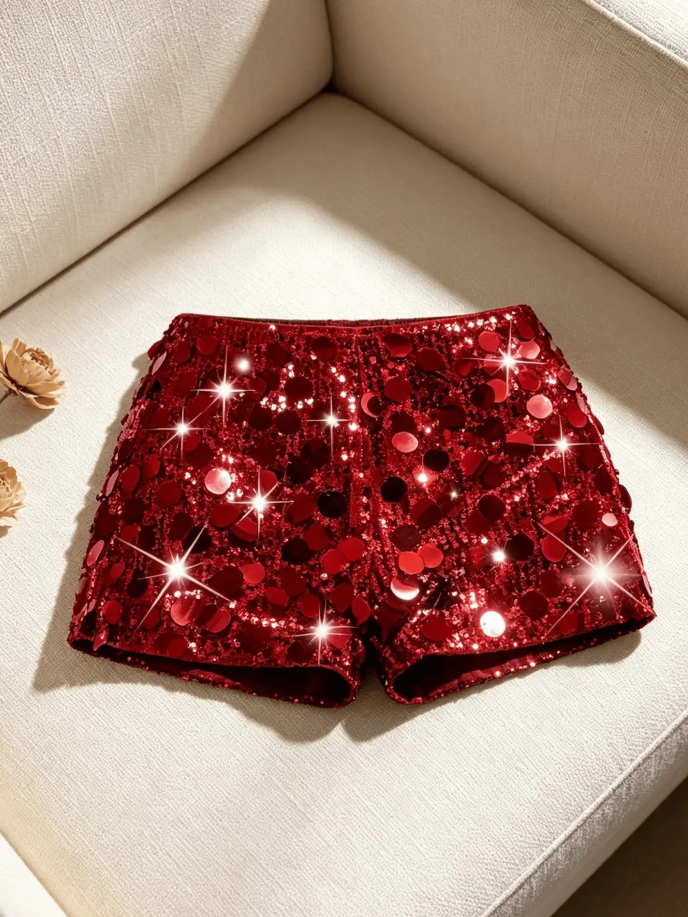 European and American Style Chic Plain High-Waisted Short Pants, Dressy Shorts, Fitted Shorts, Slim-Fitting Bodycon Hot Pants, Sexy Shimmering Girlie Pants, Single Piece, Womenswear