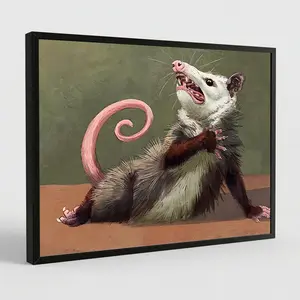 Opossum Funny Poster Canvas Wall Art, Animals Decor, Quirky Wall Decor, Opossum Humor Artwork for Animal Lovers, Funny Gift Idea for Home