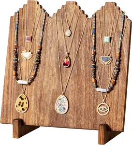 Lolalet Wooden Necklace Display Stands for Selling, Freestanding Multiple Necklaces Stands and Displays for Vendors, Jewelry Displays Holders for Craft Show -1 Pack, Oak