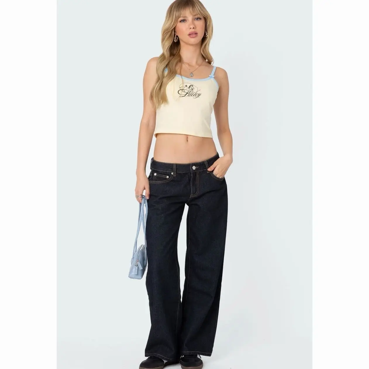 Edikted Petite Raelynn Washed Low Rise Baggy Jeans