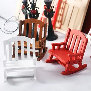 European Vintage Wooden Swing Chair Mini Christmas Decoration Set, Dollhouse Accessory, Holiday Decor, Gift Choice