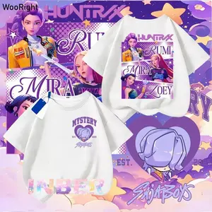 2026 Summer Demon Hunter Girl Tee – High Quality Cotton Print, Breathable & Sweat-Absorbing, Girls Fashion Short Sleeve Top, Ages 3-12 (100-160cm)