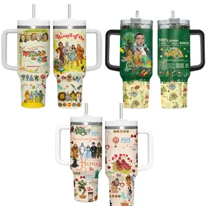 The Wizard of Oz 40oz 30oz Tumbler with Handle – Vintage Movie Collage Travel Mug, Dorothy Yellow Brick Road Cup, “There’s No Place Like Home” Gift for Fans