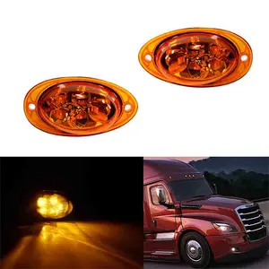 2PCS Amber LED Cab Sidemarker Turn Signal Lights For Freightliner Cascadia 2008 2009 2010 2011 2012 2013 2014 2015 2016 2017 Replace OEM A06-58770-000 27620C4, 22141268
