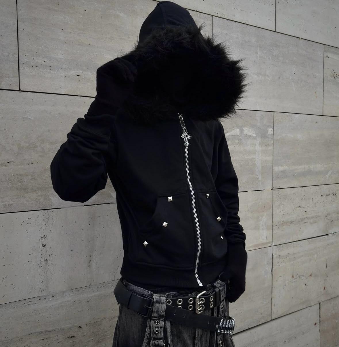 Noctra Rhinestone-studded Zip-up Coat