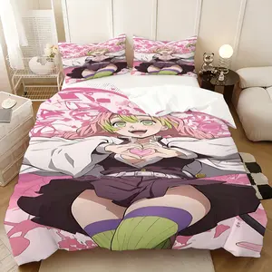 Mitsuri Kanroji inspires three-piece set, the style does not include quilt core pillow core, Thanksgiving New Year's gift, home travel lunch break adaptation, warm company of elders, relatives and friends, practical goods in the festival atmosphere