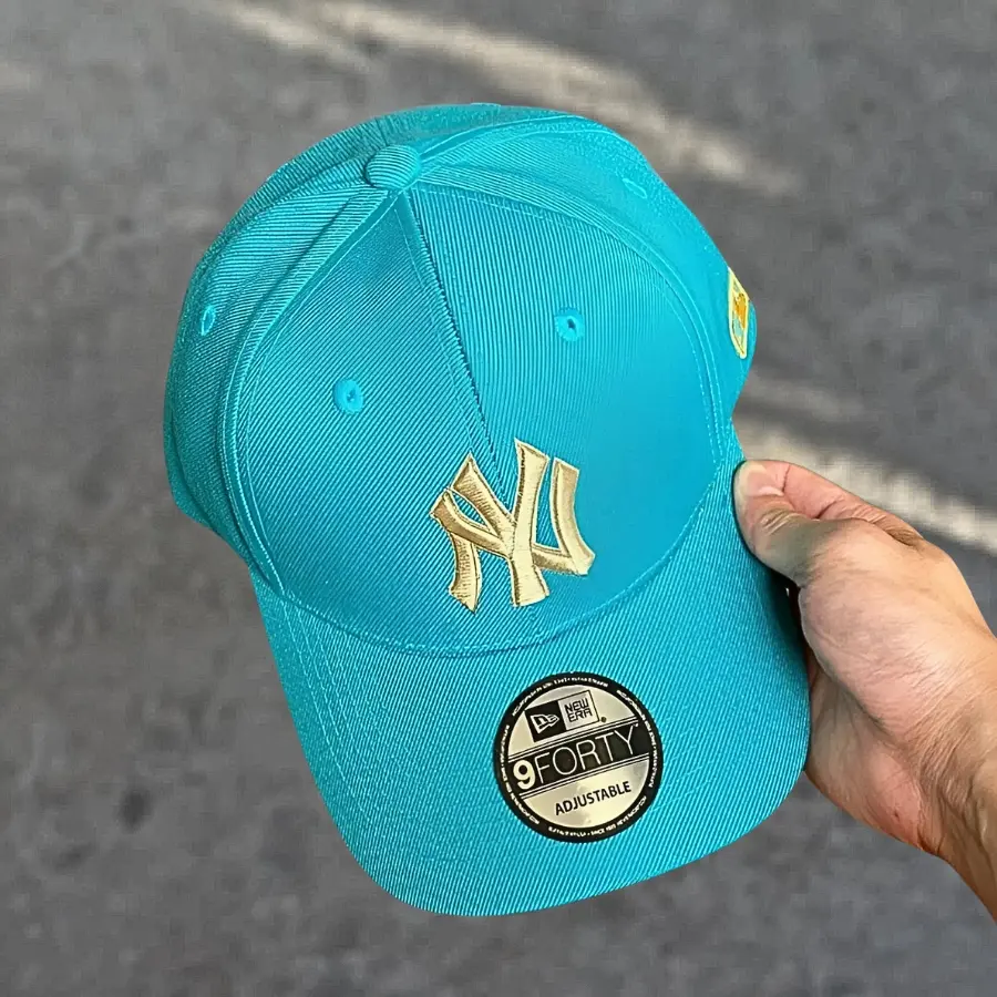 New Era MLB New York Yankees 9FORTY Adjustable Cap Teal Tiffany Blue Gold NY Logo Curved Brim Baseball Hat Streetwear Hip Hop Vintage Unisex Gorra Beisbol TikTok Viral