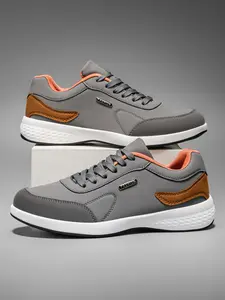 Men's Casual Sports Shoes, Lightweight Low-Top Lace-Up Sneakers, Breathable Fabric Lining, PU Leather, Eva Sole, Perfect Gift