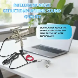 U87 Plastic Microphone Set with Small Tripod Stand, Professional Heart-Shaped Recording Equipment for Meetings, Singing, Live Streaming, Podcasts