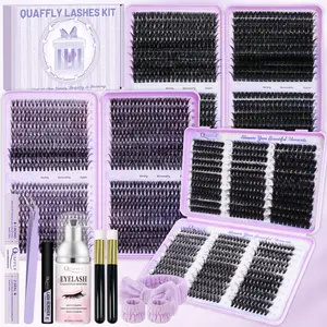 Lash Clusters Kit 2209Pcs Eyelashes Clusters Extensions Kit  Individual Lashes D Curl 3D Effect False Eyelashes with Lash Bond Seal  Remover Tweezers Cleansing Mousse Cleaning brush*2 Headband Wristband Makeup Eyelash Set
