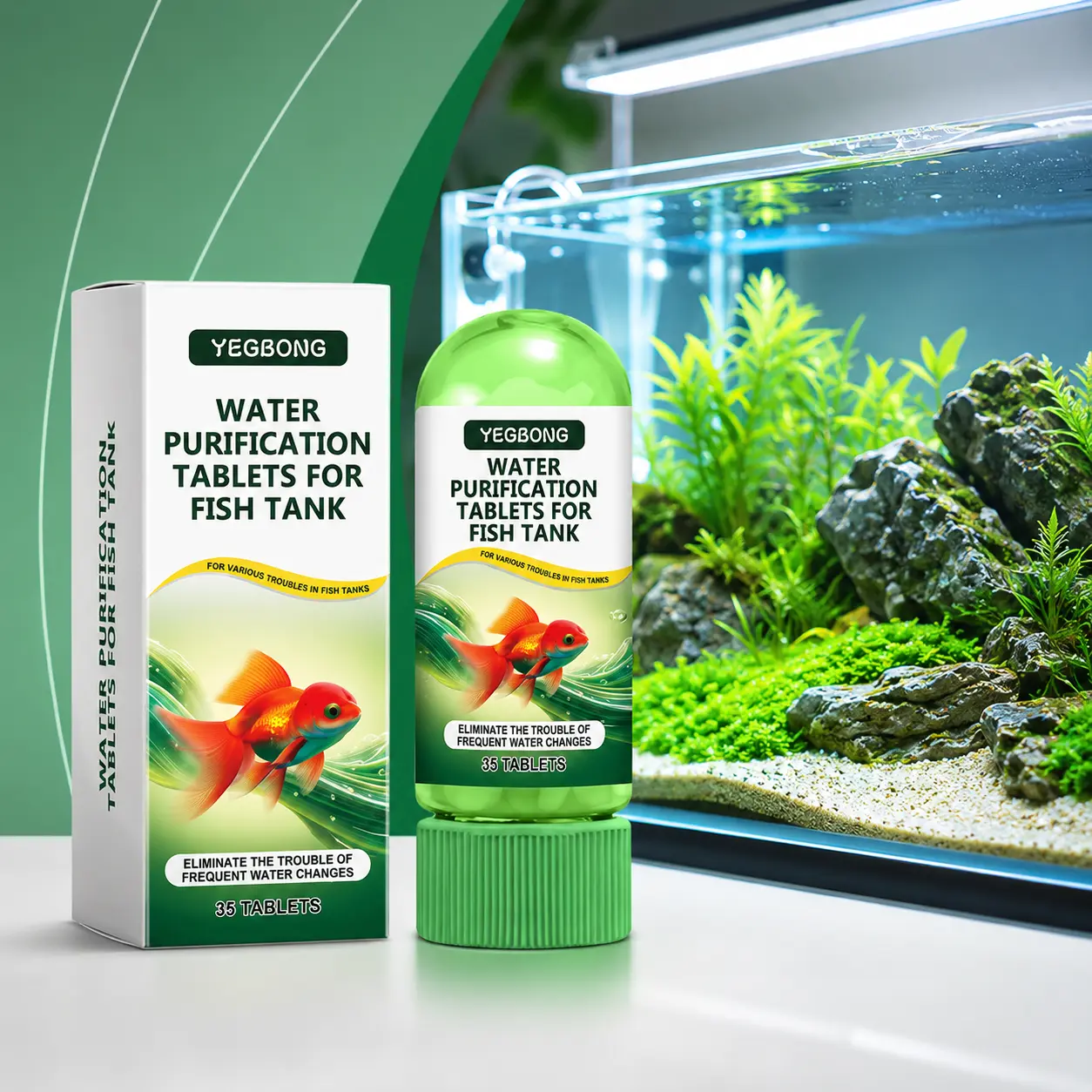 Aquarium Water Purification Tablets for Fish Tanks and Ponds Water Clarifier and Deodorizer Helps Remove Algae Stains, Sludge and Cloudy Water, Easy-to-Use Aquarium Cleaner