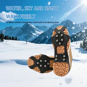 Heavy-Duty Anti-Slip Ice Crampons, 10 Claw Snow Grips for Hiking, Climbing, Hunting, Running, Winter Walking, Steel Studs for Outdoor Use