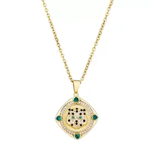 Cheetah Necklace with Pendant, Gold Chain, and Decorative Stones