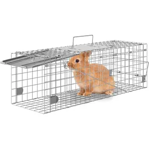 VEVOR Live Animal Cage Trap, 42x 16x 18 Humane Cat Trap Galvanized Iron, Folding Animal Trap Cage with Handle for Stray Dogs, Armadillos, Raccoons, FoxesVEVOR Super Brand Day