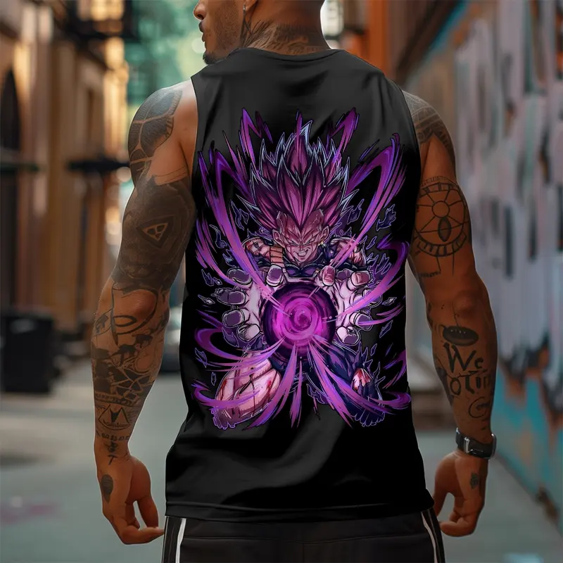 Dragon Ball DBZ Majin Vegeta Unisex Summer outfits men streetwear 80s 90s graphic tees cotton Anime tank tops men gifts