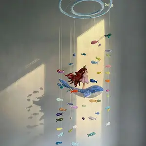 2pcs Fish-Shaped Wind Chime - Twist Rod Marine Small Fish Wind Chime Kit, Pipe Cleaner Handmade Ocean-Themed Wind Chime, Art & Craft Supplies And Gifts, Home Decoration Suitable for Both Men And Women