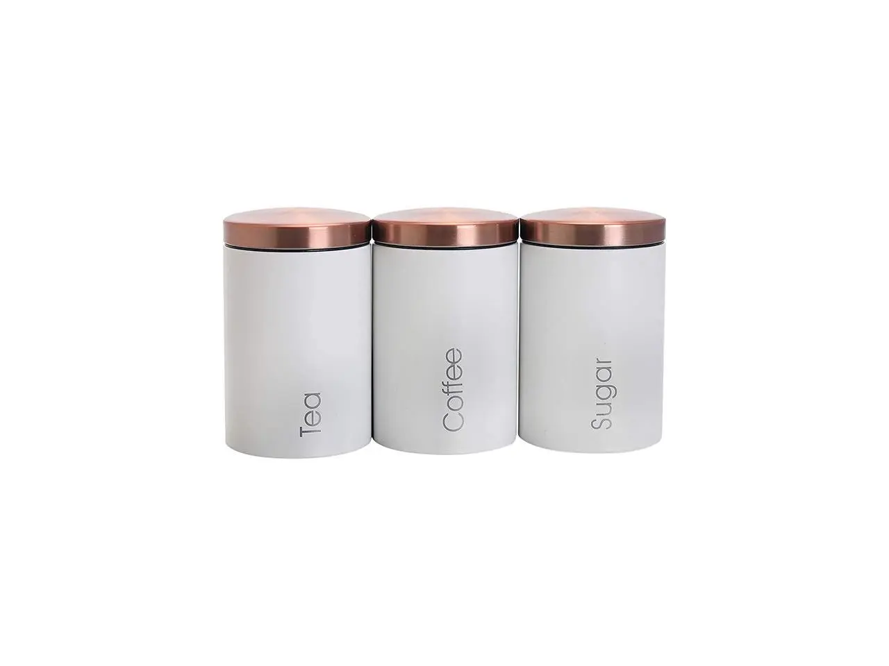 MegaChef Essential Kitchen Storage 3 Piece Labeled Canister Set in Matte White