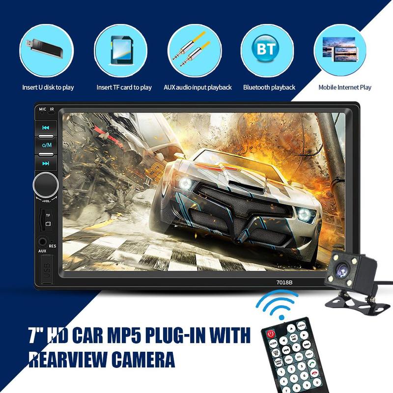 Double Din Car Stereo,7 Inch Car Radio with HD Touch Screen Bluetooth Car Stereo,Bluetooth Hands-Free Calling,Mirror Link,AUX/EQ/SWC