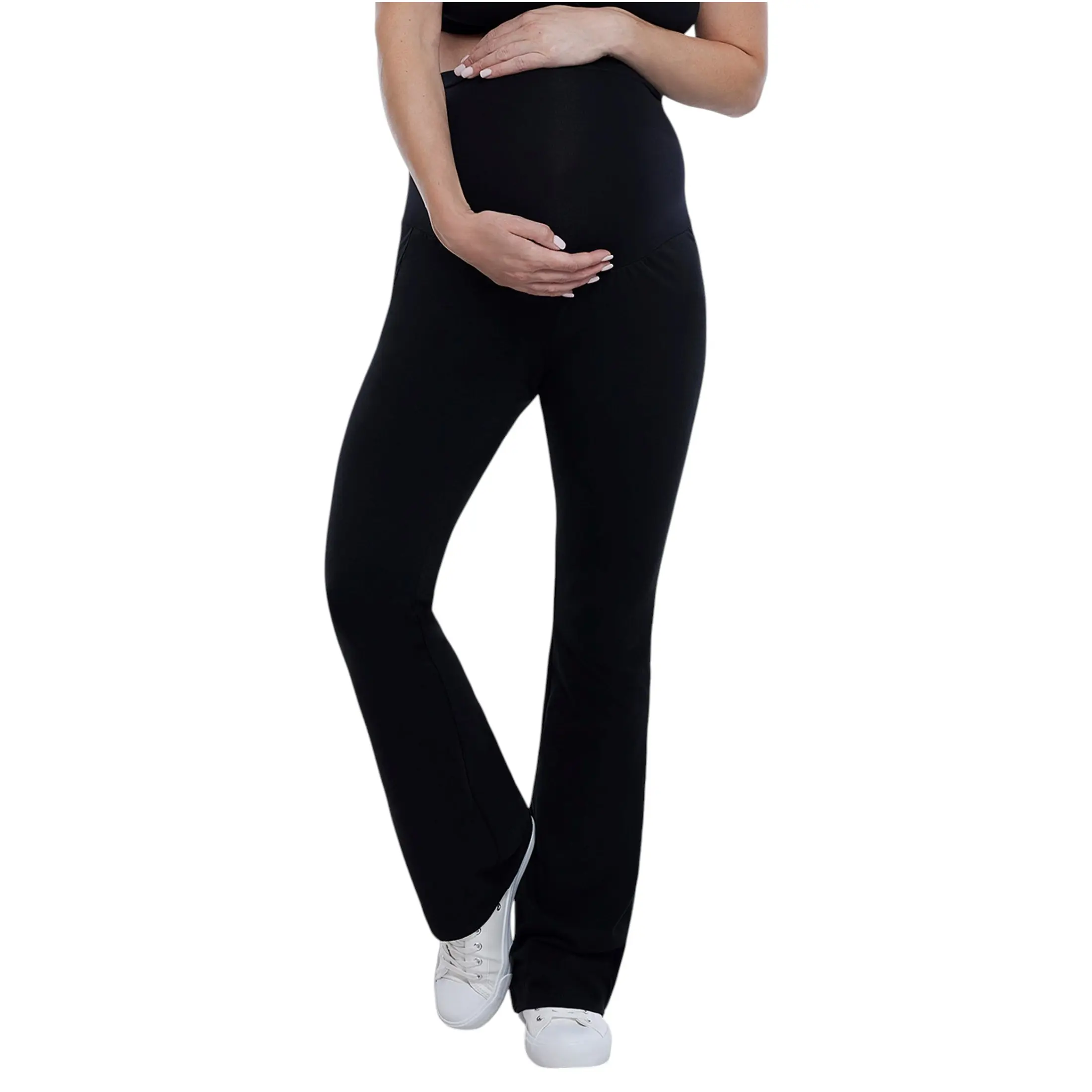 Motherhood Maternity Essential Stretch Secret Fit Belly Flare Leggings - Comfortable Full Length Pants for Pregnancy