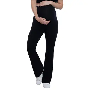 Motherhood Maternity Essential Stretch Secret Fit Belly Flare Leggings - Comfortable Full Length Pants for Pregnancy