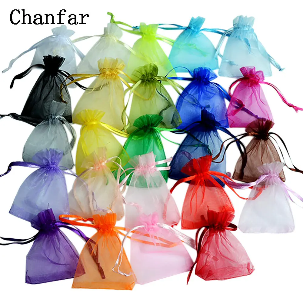 50pcs/lot 24 Colors Jewelry Bag Organza Gift Bags For Jewelry Packaging Bags Wedding Gift Storage Drawstring Pouches