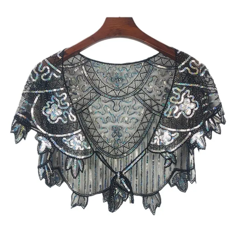 Vintage Beaded Sequin Mesh Shawl Cape Elegant Hollow Out Lace Bolero Jacket  for Women Evening Dress Party Wedding Cover Up - TikTok Shop