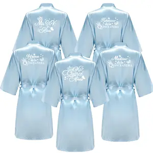 Princess Sweet 15 Years Girl Birthday Party Robes Quinceanera Robe Mis XV Bathrobe Silkly Nightgown