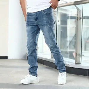 Men'S Jeans, Elastic Easy Denim Pants, Multi-Craft Slim Blue Men'S Pants, Suitable for All Seasons