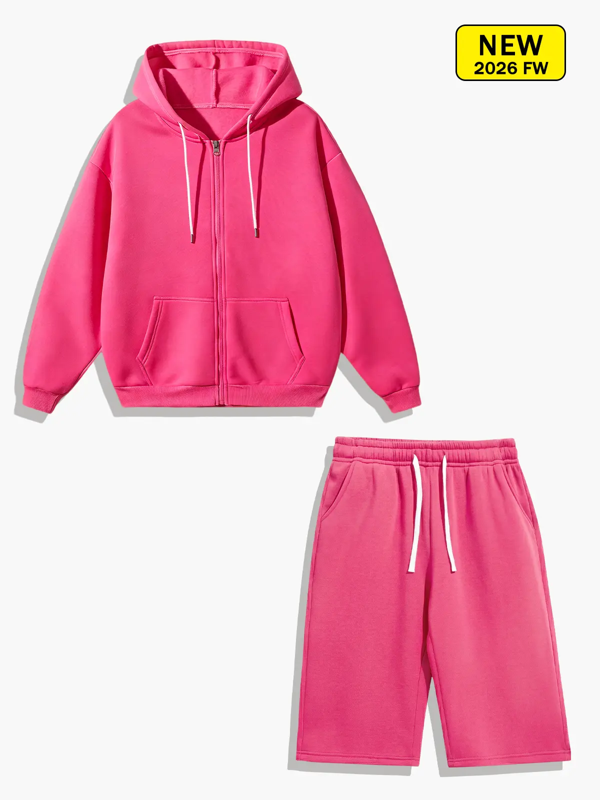 Men’s spring/autumn hooded knit cardigan sweatshirt + three-quarter casual pants set, loose, breathable, and comfortable, suitable for outdoor sports