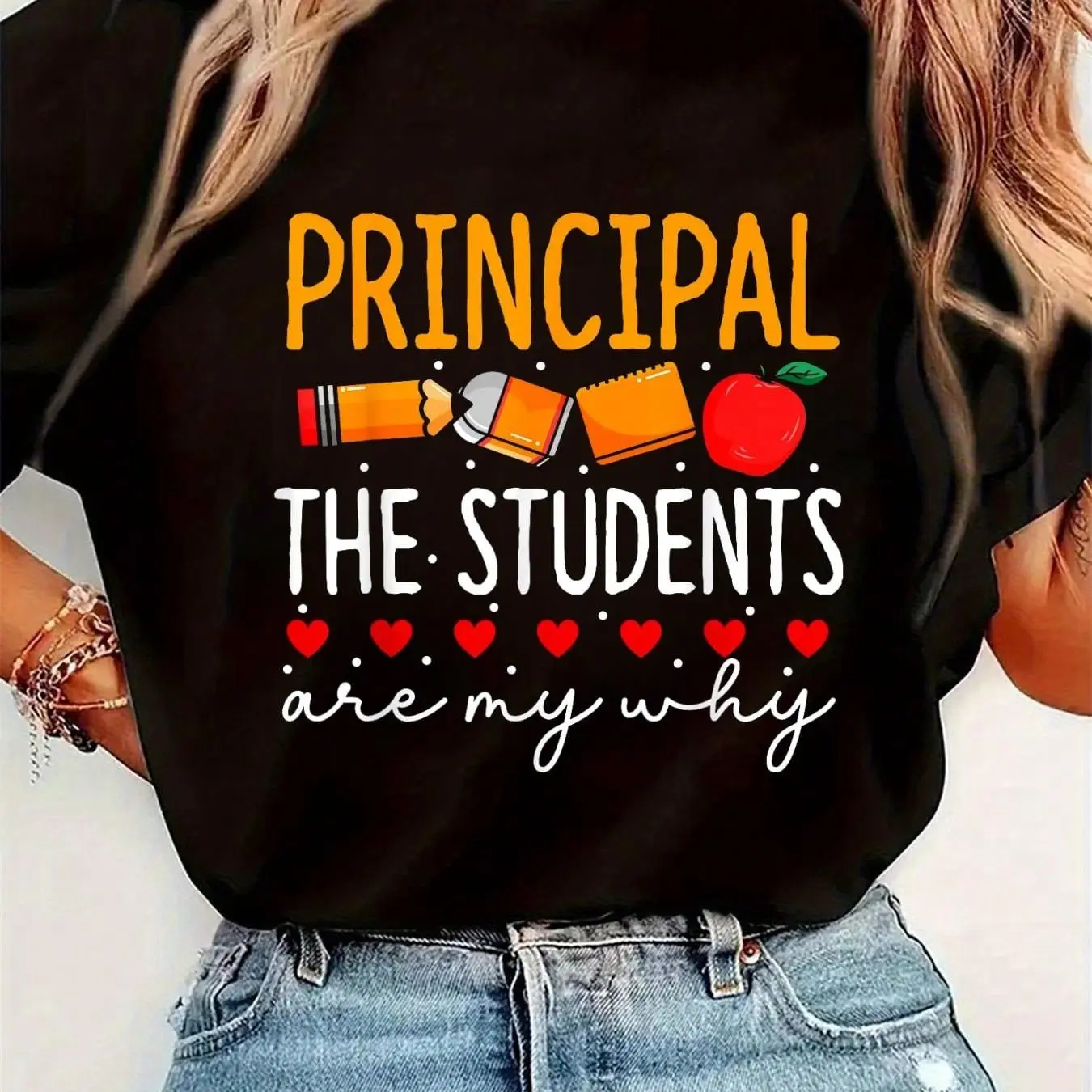 Back To School Principal The Students Are My Why Principals Principal T-Shirt Womens Round Neck Short Sleeve T-Shirt Fas